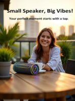 MLOVE E80 Speakers Bluetooth Wireless, Portable Bluetooth Speaker with Aux Input, Micro SD Card Slot, Bass Up, TWS, RGB Lights, IPX7 Waterproof, BT5.4 for Outdoor, Car Music, Beach, Gifts, 30W, Black - Image 4