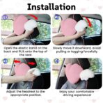 Sexysamba 2 Pcs Heart Shaped Car Headrest Pillow Devil & Angel Wings Neck Pillow Cute Car Seat Decor Neck Support Cushions for Travel Sleeping, Driving, Home, Office, Purple Devil - Image 5