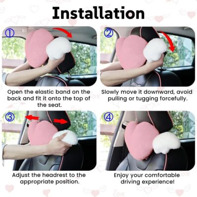 Sexysamba 2 Pcs Heart Shaped Car Headrest Pillow Devil & Angel Wings Neck Pillow Cute Car Seat Decor Neck Support Cushions for Travel Sleeping, Driving, Home, Office, Purple Devil - Image 5