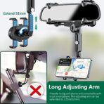 PKYAA Rearview Mirror Phone Holder for Car, 360° Rotating Rear View Mount with Adjustable Arm Length, Upgraded Four Corners Fixed Anti-Shake Multifunctional Design for All Smartphones - Image 4