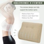 baibu Lumbar Support Pillow for Recliner, Large Memory Foam Dual-Layer Patent Design Back Support Cushion for Sofa & Gaming Chair, Ergonomic Lumbar Pillow with Machine Washable Cover, Beige - Image 5