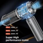 Handheld Vacuum Cleaner, 28000Pa 4 in 1 Handheld Vacuum Cordless, Brushless Motor, One-Touch Dust Removal, 3 Speeds Car Vacuum Cleaner Portable Cordless, Ideal for Office, Home, Kitchen, Car, Pet Hair - Image 6