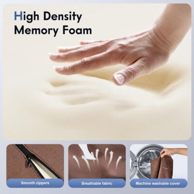 Coverado Memory Foam Car Seat Cushion and Lumbar Support Pillow for Car, Ergonomic Office Chair Cushion for Lower Back Pain Relief, Breathable & Non-Slip for Car, Home, and Office Use, Coffee - Image 3