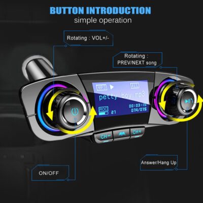 Bluetooth FM Transmitter Handfrees-Calling Radio Adapter Car Kit with Dual USB Port MP3 Player Support TF Card USB Flash Drive - Image 6