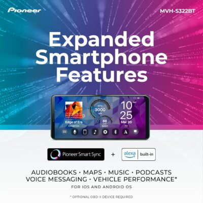 Pioneer MVH-S322BT Bluetooth Car Stereo with USB/AUX Inputs, Smartphone Connectivity, Pioneer Smart Snyc, and Hands-Free Calling for Enhanced in-Car Audio Experience - Image 4