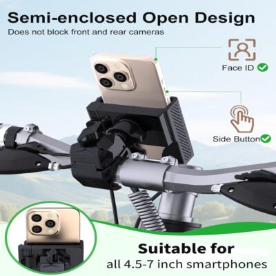 Vitog Motorcycle Bike Phone Holder with Waterproof Pouch, 360° Rotatable Clip, No Camera Blocking, Rainproof Protection, Bike Phone Mount with Stable Grip, Universal Fit for Motorcycle/Scooter/ATV - Image 4