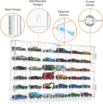 Display Case for Hot Wheels Diecast Cars - Acrylic Showcase & Storage Organizer - No Assembly Required for Matchbox, Collectible Cars & Model Vehicles (1, 11“ x 20”) - Image 6