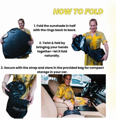 Windshield Sun Shade - Certified 99.87% UVB & 99.02% UVA Protection Car Sun Shade. Award Winning Sunshade for Car Windshield with Patented Technology. Size M 61"x32" Car Window Shades by Kinder Fluff - Image 7