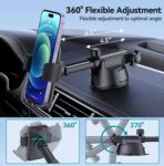Car Phone Holder Mount, [Military-Grade Suction & Super Sturdy Base] 3 in 1 Universal Phone Mount for Car Dashboard Windshield Air Vent Dash Pad Car Mount for iPhone Android Smartphone - Image 3