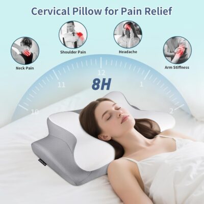 Cervical Neck Pillow for Pain Relief - Ergonomic Pillow Side Sleeper Pillow for Sleeping, Orthopedic Bed Pillow Neck Support Pillow, Contour Memory Foam Pillows for Side Back Stomach Sleepers - Image 2