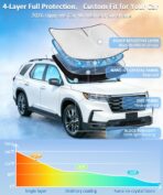 Sun Shade Sunshade for Volvo XC90 2016-2024 2025 2026 Windshield Cover, 4-Layers Sun Shield 250T Silver Sun Visor Foldable Front Window Shade Blocks UV Rays Car Accessories - Image 2