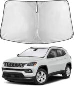 EcoNour Windshield Sunshade Compatible for Jeep Compass 2017-2023 2024 2025, Sun Visor for Front Windshield & Window Sun Shade Cover, UV Heat Blocker & Protector, Car Accessories