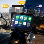 YZW Portable 7 inch Wireless Motorcycle Carplay GPS Screen with Android Auto, Navigation System Quick Release, Anti-thef, Bluetooth, Siri, Google Asistant, Light Sensor, Music Sharing,Vioce Control - Image 8