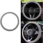 Stretch Elastic Steering Wheel Cover, All-Season Comfort, Warm in Winter & Cool in Summer, Universal 15 Inch Microfiber Breathable Ice Silk, Anti-Slip, Odorless, Easy Carry, Fit Car, SUV (Grey)