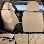 Coverado Car Seat Covers Full Set, Luxury Faux Leather Waterproof Seat Cover, 5 Seat Universal Seat Covers for Cars, Front and Back Car Seat Protector, Beige Leather Seat Cover Fit for Most Cars - Image 4