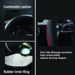 Leather Steering Wheel Cover for Ford F150 F250 F350, 15.5-16 inches Car Steering Wheel Cover with Anti-Slip Massage Particle (Black) - Image 3