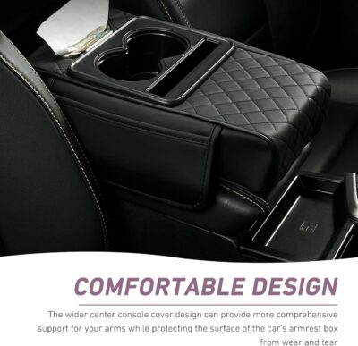 Car Armrest Box Mat, Car Console Organizer with Center Console Cup Holder, 13.78 x 7.87 x 3.15 in Armrest Pad, Universal for Most Vehicles (Black) - Image 7
