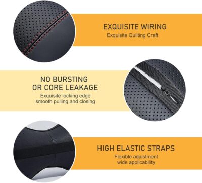 2 PCS Car Headrest Pillow for Neck Support, Refreshing and Breathable Denier Leather Ergonomic Relaxation Neck Pillow, Detachble & Washable Parts, Universal for All Seasons (Black) - Image 3
