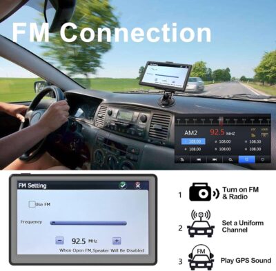 GPS Navigator for Car with Latest 2026 Map Free Update, 7" Car GPS Navigation System for Truck Commercial Drivers, with Voice Turn Guidance, Red Light Speedcam Warning, POI/Zip Search, 7 Vehicles, FM - Image 6