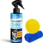 Deep Black Tire Shine Spray – Non-Greasy, No-Sling Tire Dressing Long-Lasting Hydrophobic & UV Protection Formula for Car, Truck, SUV & Motorcycle – 100ml/3.4oz