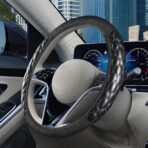 Car Steering Wheel Cover, 15 inch Elastic PU Leather Non-Slip Vehicle Steering Wheel Protector, Breathable Automotive Interior Accessories, Universal for SUV, Truck, RV (Black) - Image 6