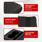 Car Center Console Armrest Pillow, 13.19"×7.87" Leather Car Arm Rest Cover, Memory Foam Auto Armrest Cushion with Cup Holder Phone Slot, Universal Vehicle Middle Console Cushion Pad (Black) - Image 3