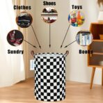 LANGYASHAN Laundry Basket Canvas Fabric Collapsible Organizer Basket for Storage Bin Toy Bins Gift Baskets Bedroom Clothes Children Nursery Hamper (Racing flag) - Image 4