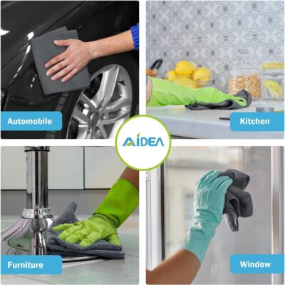 AIDEA Microfiber Cleaning Cloth Grey 50PK, Microfiber Towels for Cars, Premium Car Cloths, Dusting Cloth Lint Free Cleaning Rags for SUVs, House, Kitchen, Window, Workshops,11.5×11.5" - Image 4