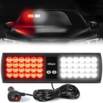 Nilight Red White 48LED Visor Strobe Lights Interior Windshield Emergency Warning Light Super Bright LED for Police Enforcement Firefighters Vehicle Trucks