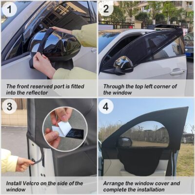 4PCS Car Window Shades with Zipper,Breathable Car Window Cover Baby Window Shades for Car,Camping Essentials Side Window Sun Shade for Privacy Protection Fits Most Cars - Image 7