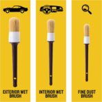 Car Detailing Brush Set 3-pc - Scratch-Free Boars Hair for Interior and Exterior Work - Pro Quality Car Cleaning Brush Kit for Leather Seats, Dashboards, Wheels, Grills and Paint - Image 9