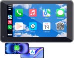 7” Wireless Apple CarPlay & Android Auto Screen - Portable Car Display with AirPlay, Screen Mirroring, FM/AUX Audio, Easy to Install, Convenient Upgrade for Older Cars, Families, Commuters