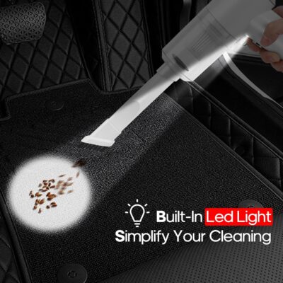 Mini Car Vacuum Cleaner(4500 pa) Portable Cordless Rechargeable,Tiny Handheld Vacuum, Computer Hand Vacuum for Keyboard and Laptop, Mini Hand Held Vac for Car and Home /V01/White - Image 6