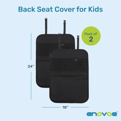 Enovoe Back Seat Cover for Kids Extra Large - 2 Pack with Multi Pocket Storage Organizer - Back Seats Protector for Upholstery from Dirt, Mud, Scratches - Waterproof Car Seat Protector for Kids - Image 2