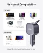 Anker Retractable USB-C Car Charger, 75W Max Fast Charging with Built-in Retractable Cable Car Adapter, Car Accessories for iPhone 17/16 Series, Galaxy S25/S24, MacBookPro/Air, iPad, and More - Image 6