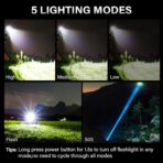 AKNEAR Rechargeable LED Flashlight 99000 High Lumens, Super Bright Flashlights with Zoomable & USB C Rechargeable & 5 Light Mode & IPX-7 Waterproof, Powerful Flash Light for Home, Hiking, Camping - Image 8
