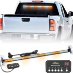 XRIDONSEN 35 inch Traffic Advisor Light Bar 144 LED Amber White Emergency Warning Flashing Safety Interior Windshield strobe lights w/Directional Arrow for Construction Vehicles Snow plow Trucks
