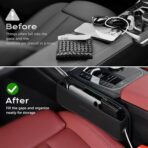 Coverado Universal Car Seat Gap Filler Organizer, Premium Suede Leather Car Seat Side Gap Filler, Seat Gap Storage Box for Suv Truck, Car Interior Accessories - Image 3