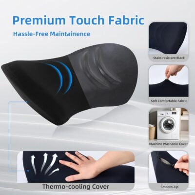 Lumbar Support Pillow for Office Chair and Car - Ergonomic Memory Foam Back Support Cushion for Automotive Seat, Desk Chair, and Recliner (Black) - Image 3