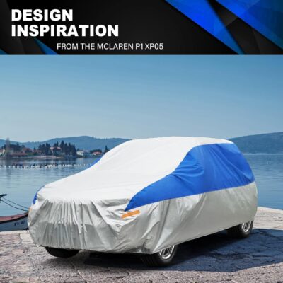 Hatchback Car Cover Waterproof All Weather for Automobiles, Outdoor Full Car Cover Snowproof Windproof UV Protection, Universal Fit for Hatchback. (Fit Hatchback Length up to 178 inch, Silver) - Image 7