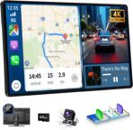 Wireless Carplay 11.3" A pple Carplay Screen for Car with 4K Dash Cam 1080P Backup Camera, Car Stereo for Carplay & Android Auto GPS Navigation/Bluetooth/Mirror Link/Voice Control/AUX/FM/Siri