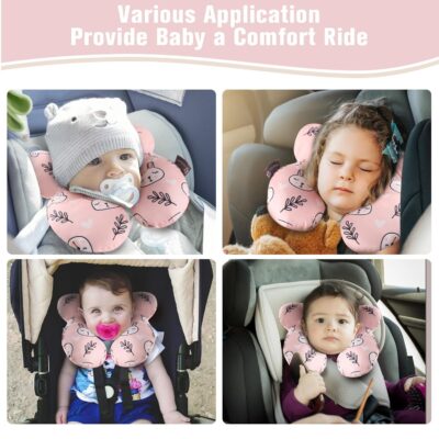 vocheer Baby Travel Pillow(Upgraded), Head and Neck Support Pillow for Pushchair, Car Seat,Stroller, Bouncer, Cotton (White Bear) - Image 5
