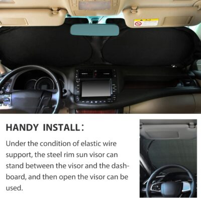 Windshield Sun Shade with Storage Pouch for SUVs, Durable 190T Polyester Sun Shield for Front Window, Portable Carry Car Accessories, Standard (63 inches x 34 inches) - Image 5