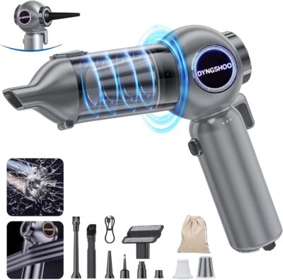 Handheld Car Vacuum Portable Cordless（Equipped with a one-touch window breaker and seatbelt cutter)25000Pa High-Power Suction Hand held Vacuum Cleaner & Air Duster for Car Cleaning (（silver gray）) - Image 9