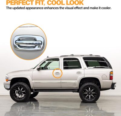 Tutor Auto Chrome Door Handle Covers Compatible with 99-06 Chevrolet Silverado Tahoe Avalanche Suburban | 99-06 GMC Yukon Sierra |02-06 Cadillac Escalade W/O Passenger Side Keyhole - Image 4
