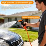 Portable 120W High-Pressure Car Wash Kit: High-Pressure Cleaner Water Pump 12V 80W, 6m Rubber Hose, 1m Transparent Hose, 3m Long Cigarette Lighter Cable - Image 5