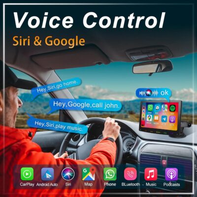 7-Inch Wireless Apple CarPlay & Android Auto Portable Car Screen, Auto Brightness Adjustment, Supports HD Video, with HD Backup Camera - Image 7