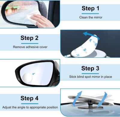 Blind Spot Mirrors 2 Pack, Frameless Side Mirror Blindspot Convex HD Glass Car Accessories, Side View Mirror Blindspot with Wide Angle Adjustable Stick for Car SUV and Trucks - Image 6
