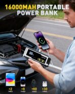 AUXITO Jump Starter 8000A Portable Car Battery Jump Starter with Large LCD Display Jump Cable with Smart Clamps Power Bank Emergency Flashlight for Cars Heavy Duty Jumper Box for Car Battery - Image 6