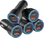 USB C Car Charger 5 Pack, Bangfun 36W Dual Port PD&QC 3.0 Fast Charging 12V USB Car Charger Cigarette Lighter Adapter Plug for iPhone 15 14 13 12 11 Pro Max SE,iPad,Samsung,Pixel(Black)